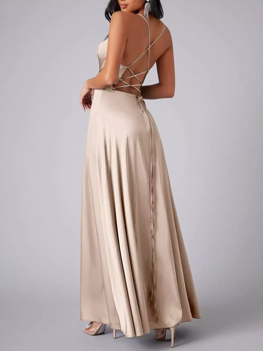 Lace Up Back Split Maxi Dress, image 16