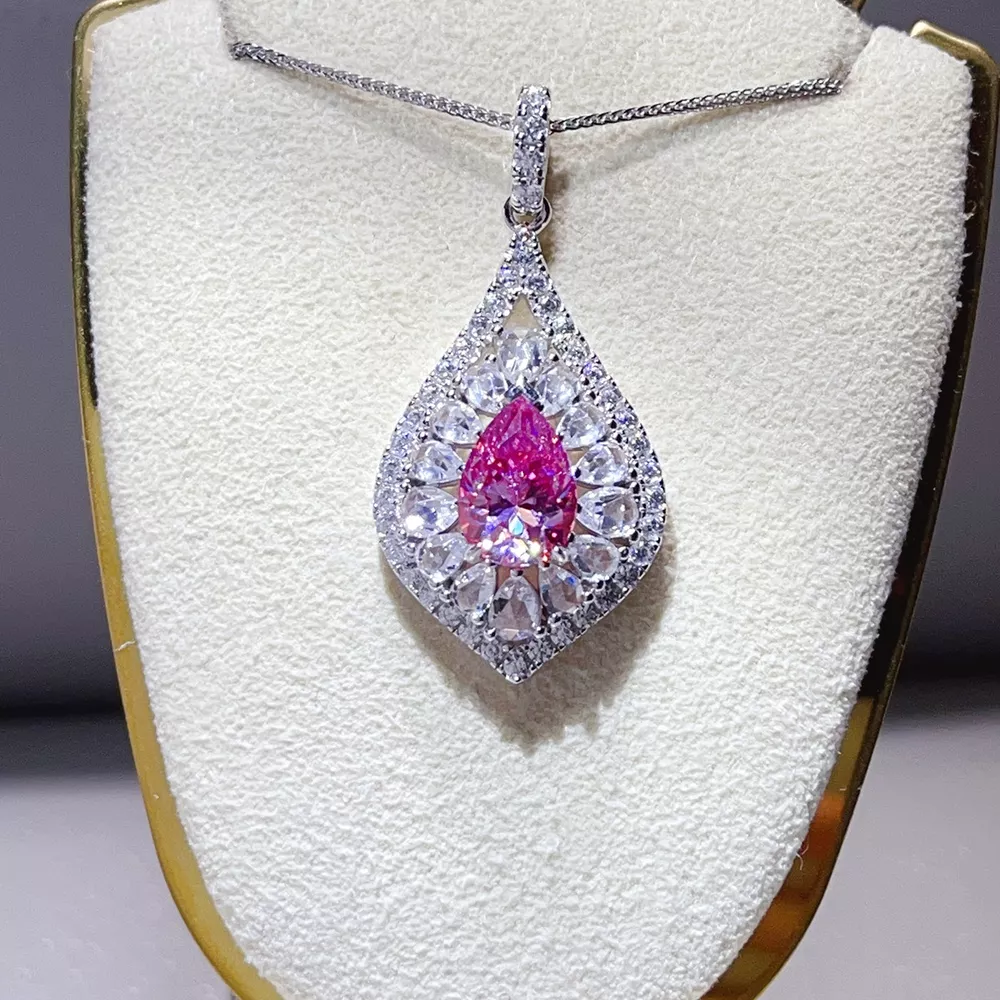 2 Carat 925 Sterling Silver Moissanite Pendant Necklace
