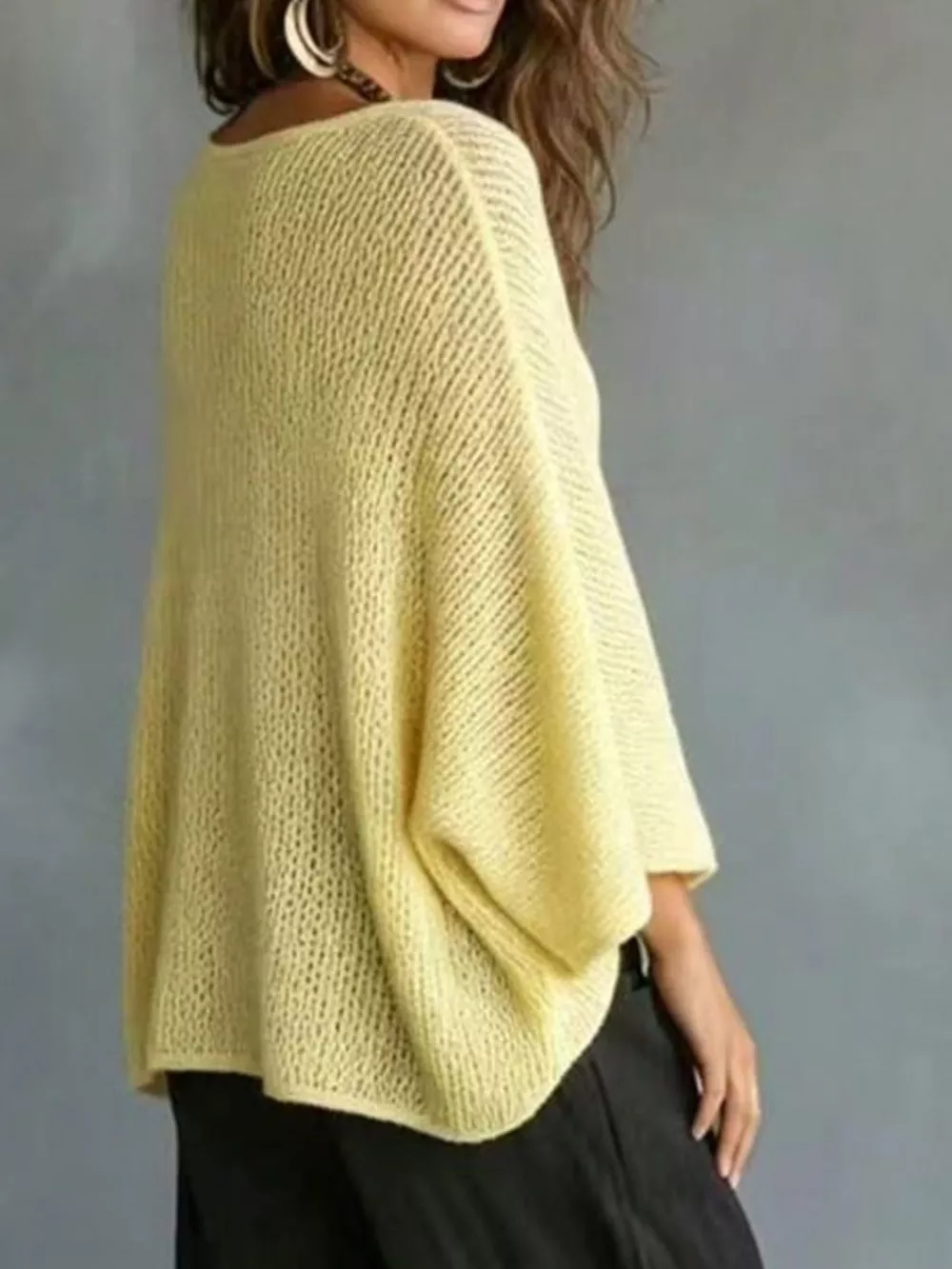 V-Neck Batwing Sleeve Sweater, image 12