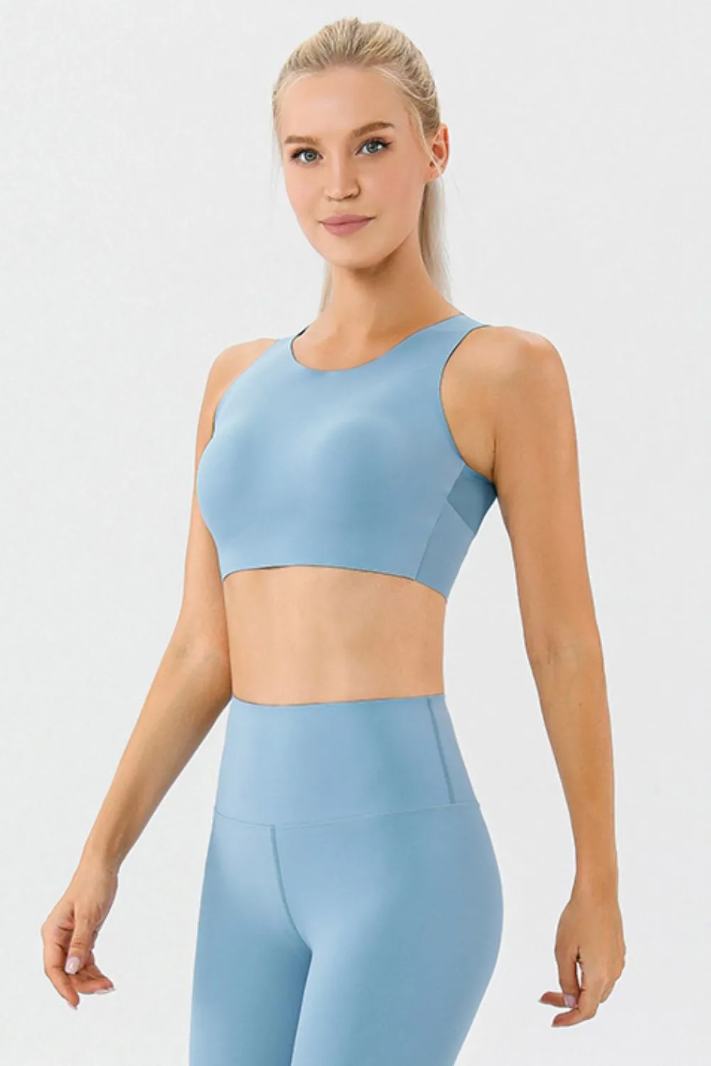 Round Neck Wide Strap Active Bra, image 7