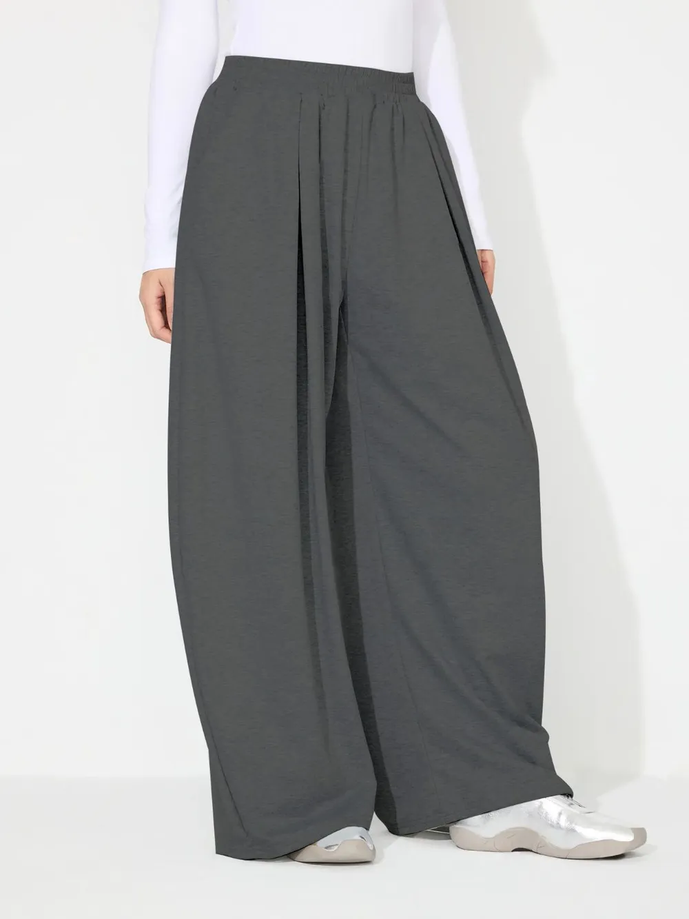 Elastic Waist Wide Leg Pants with Pockets, image 11