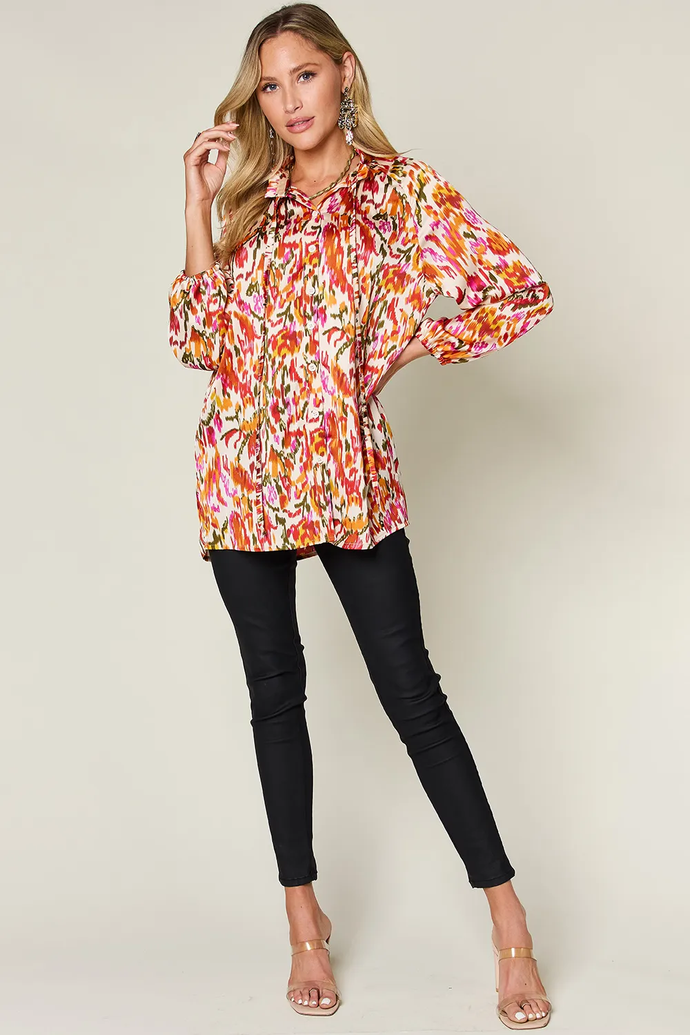 Full Size Printed Button Up Long Sleeve Shirt, image 5