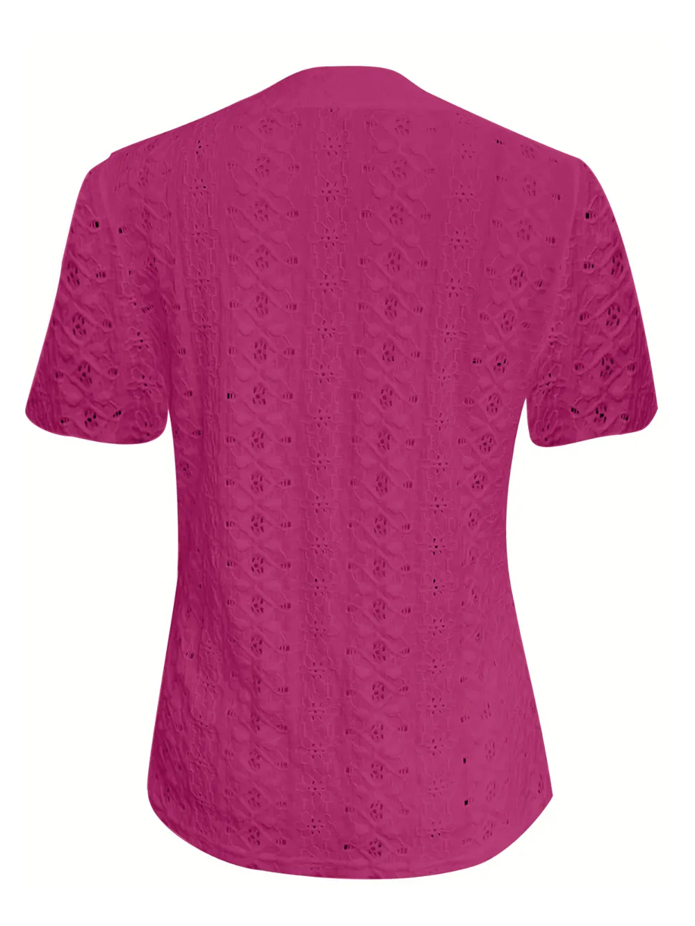 Openwork Notched Short Sleeve Top, image 10