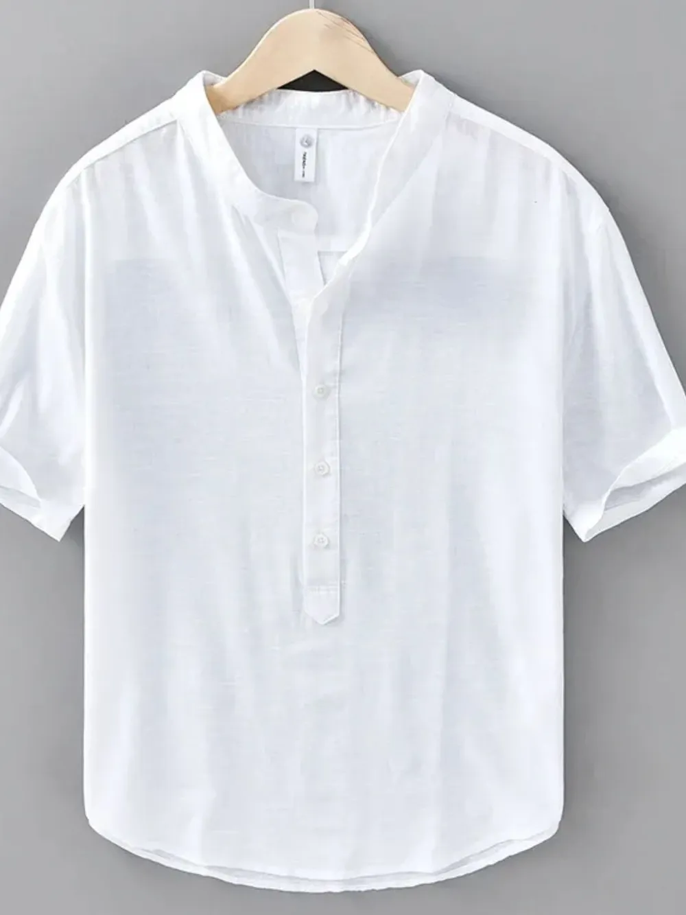 Men's Plus Size Button Detail Short Sleeve Blouse, image 3