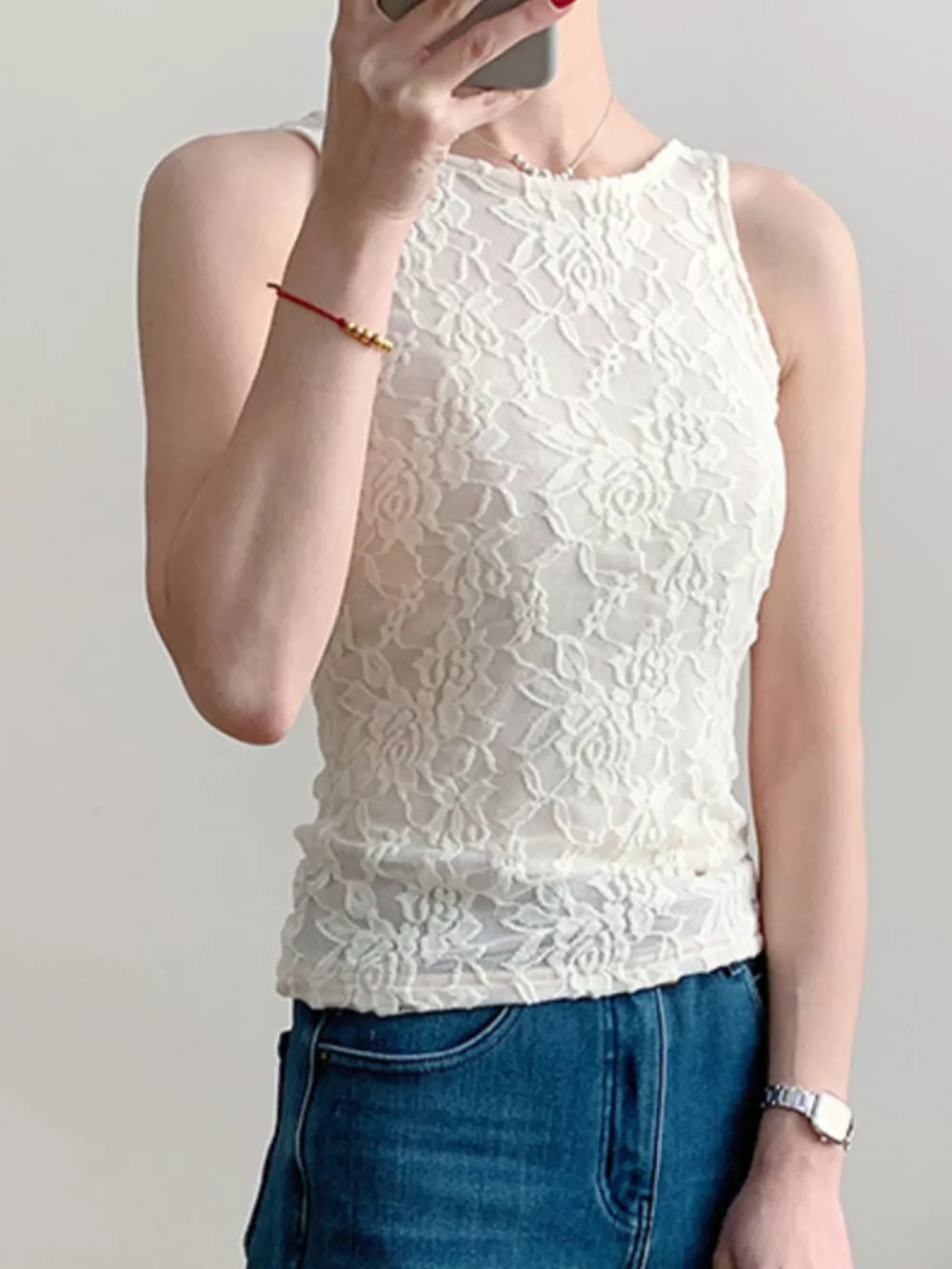 Lace Round Neck Tank, image 11