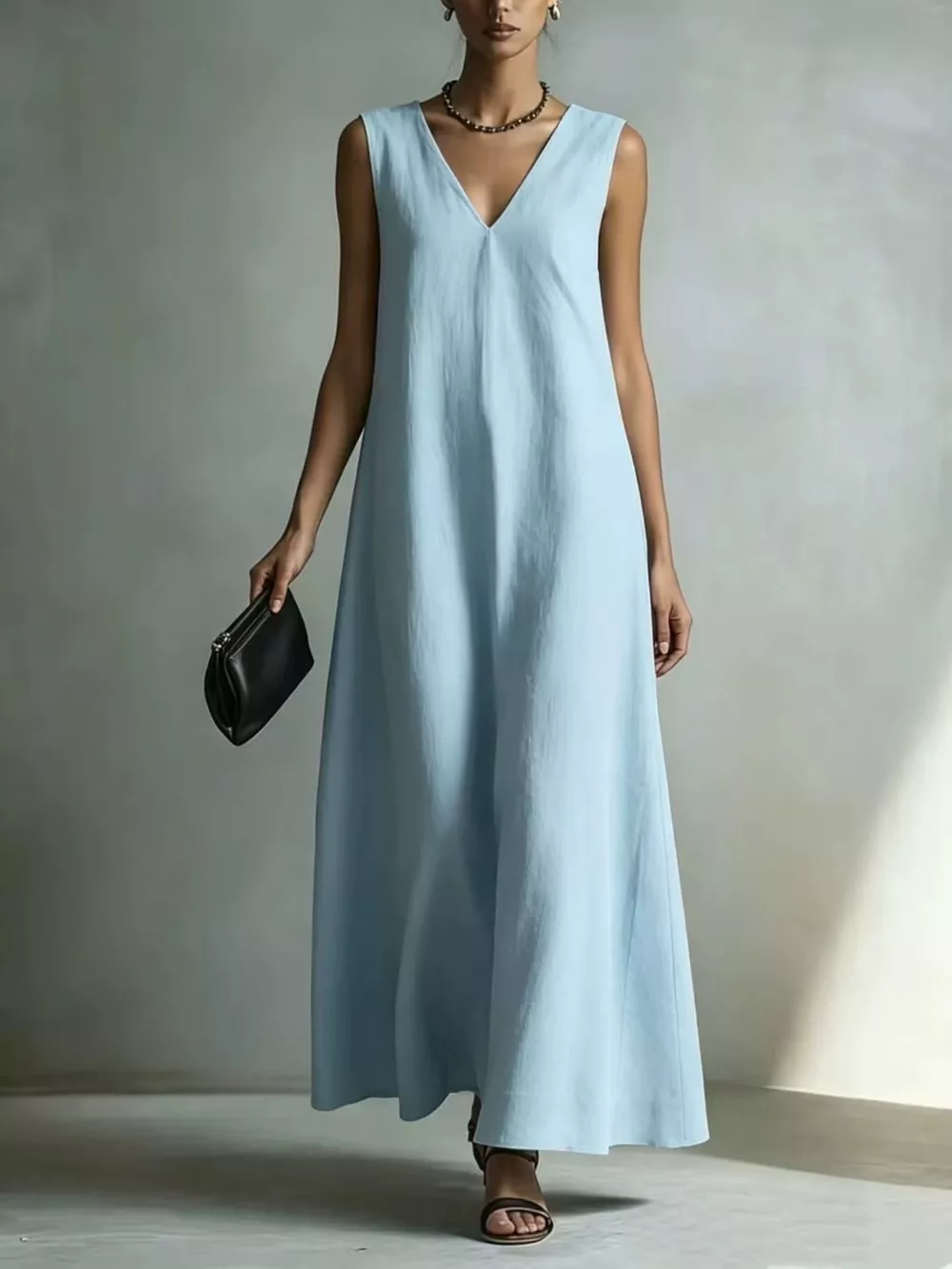 Full Size V-Neck Sleeveless Maxi Dress Plus Size, image 6