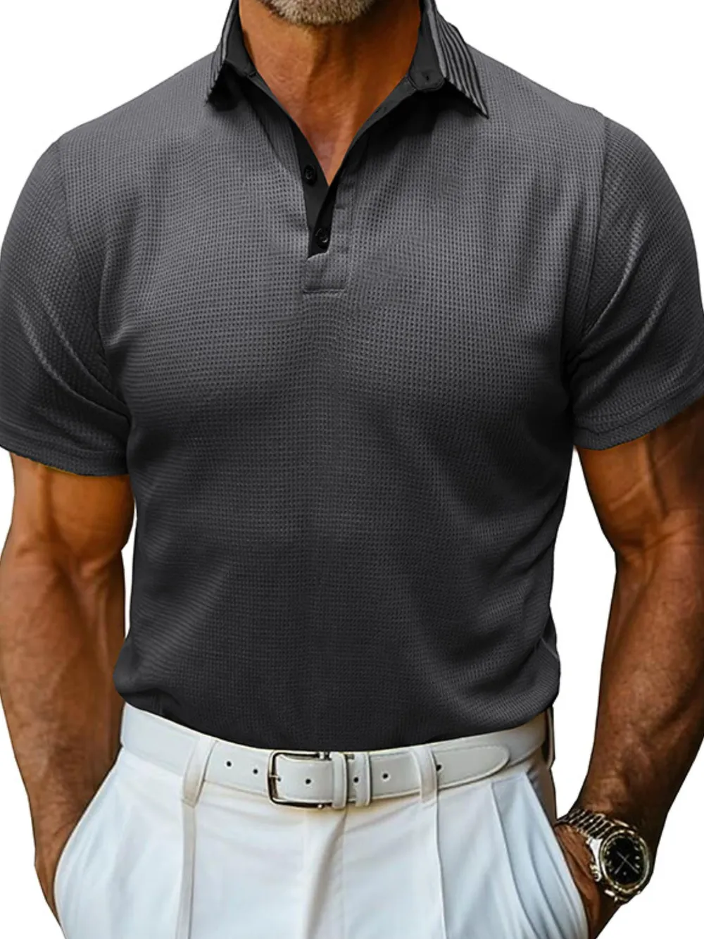 Men's Classic Textured Golf Polo Shirt, image 8