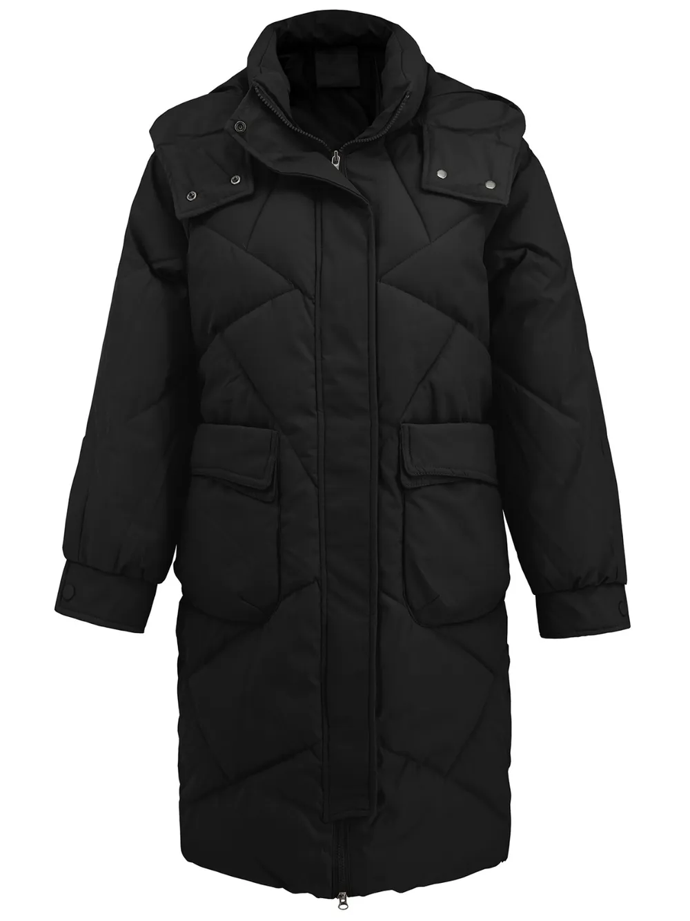 Long Sleeve Longline Hooded Winter Coat with Pockets, image 3