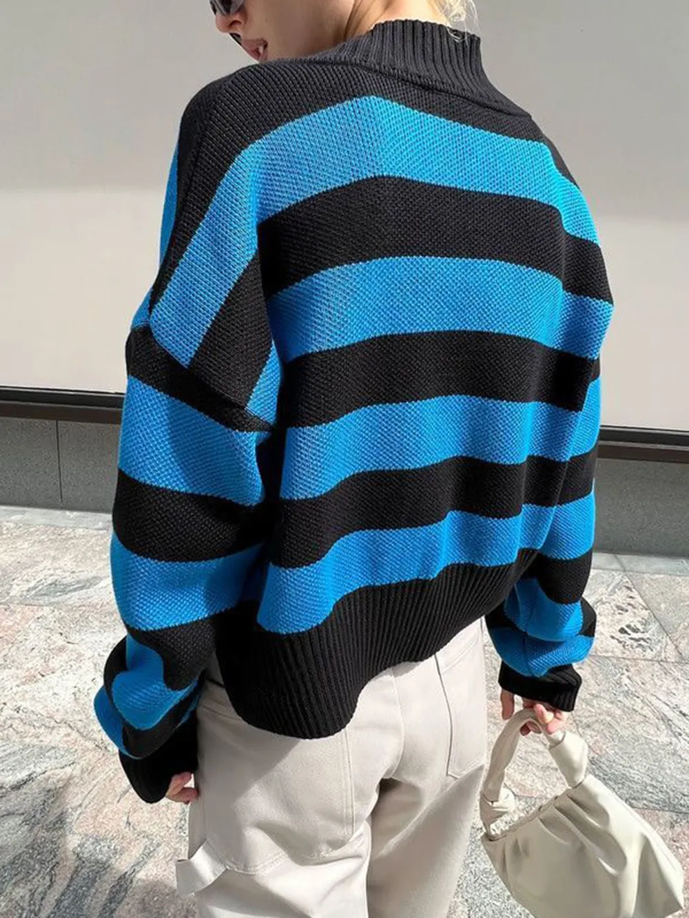 Striped Button Down Drop Shoulder Cardigan, image 14