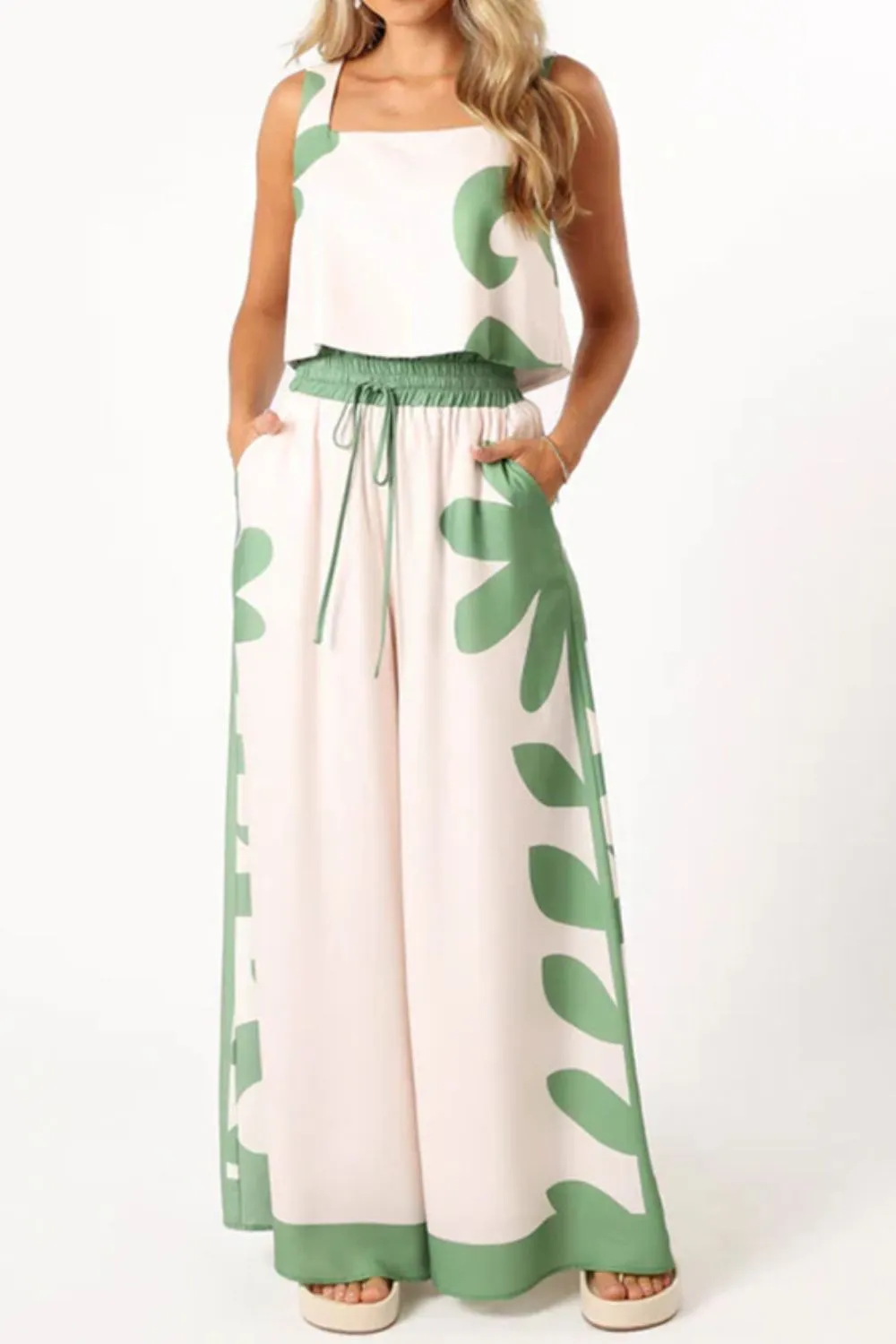 Leaf Print Tank Top and Pants Set, image 7