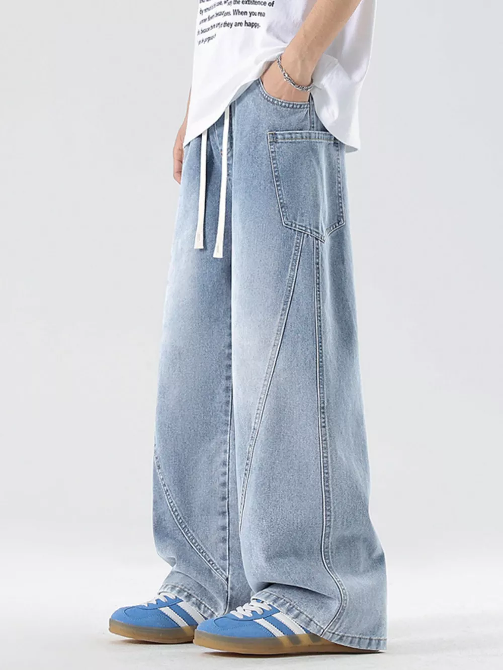 Men's Full Size Vintage Wash Wide Leg Jeans Plus Size, image 9