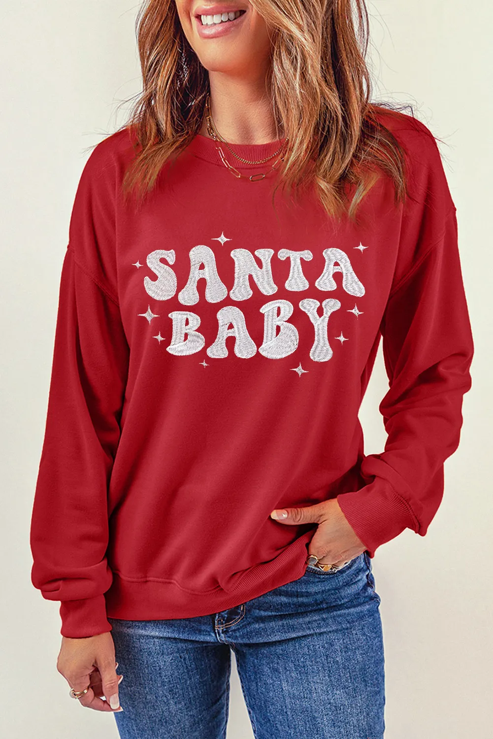 SANTA BABY Round Neck Long Sleeve Sweatshirt, image 3