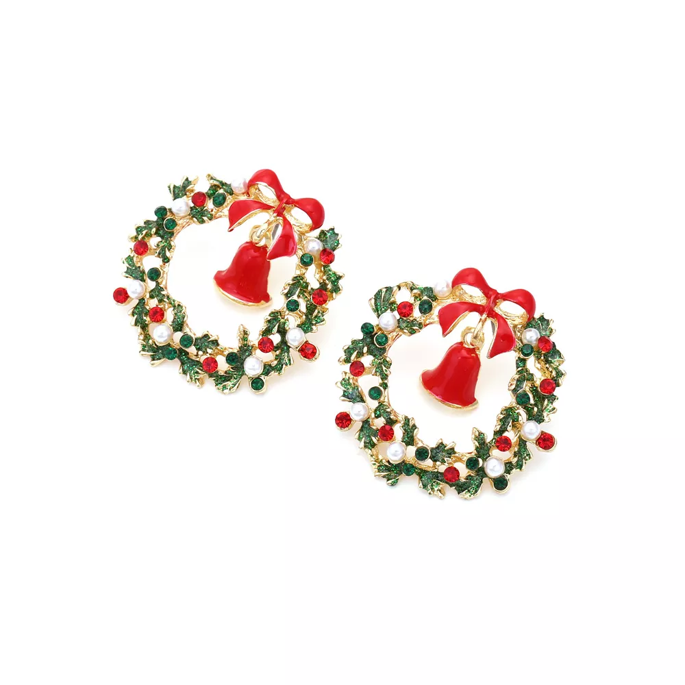 Christmas Wreath Bell Earrings, image 5