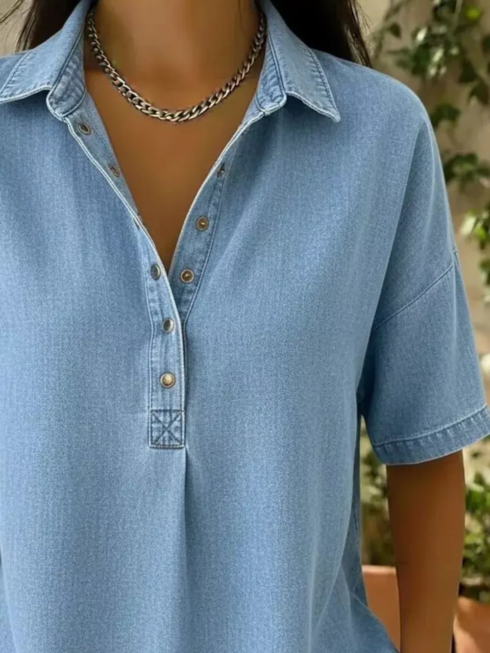 Snap Down Short Sleeve Blouse, image 2