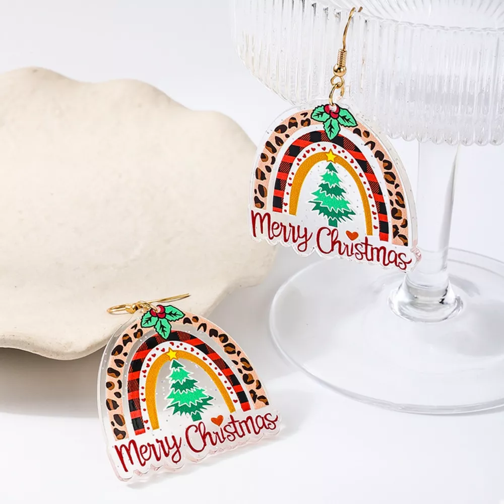 Christmas Rainbow Dangle Earrings, image 4