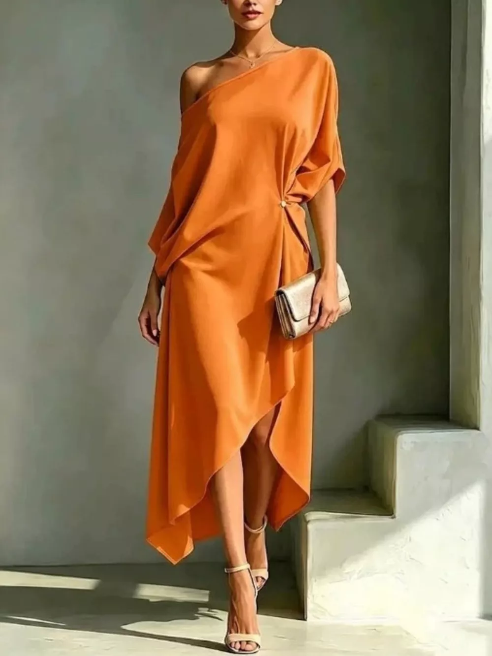 Full Size Asymmetrical One-Shoulder Drape Dress Plus Size, image 6