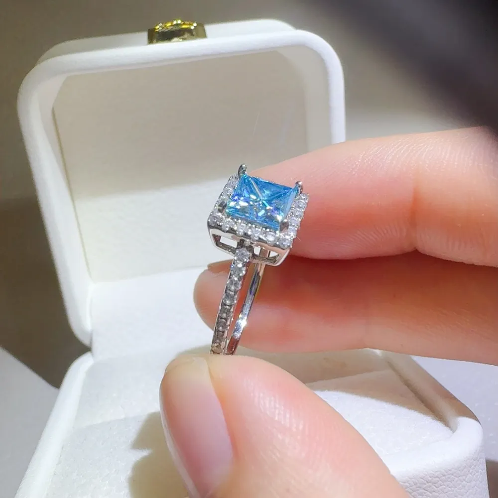 2 Carat Moissanite 925 Sterling Silver Square Shape Ring, image 2