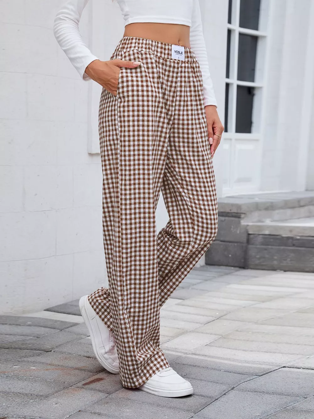 Plaid Wide Leg Casual Pants, image 12