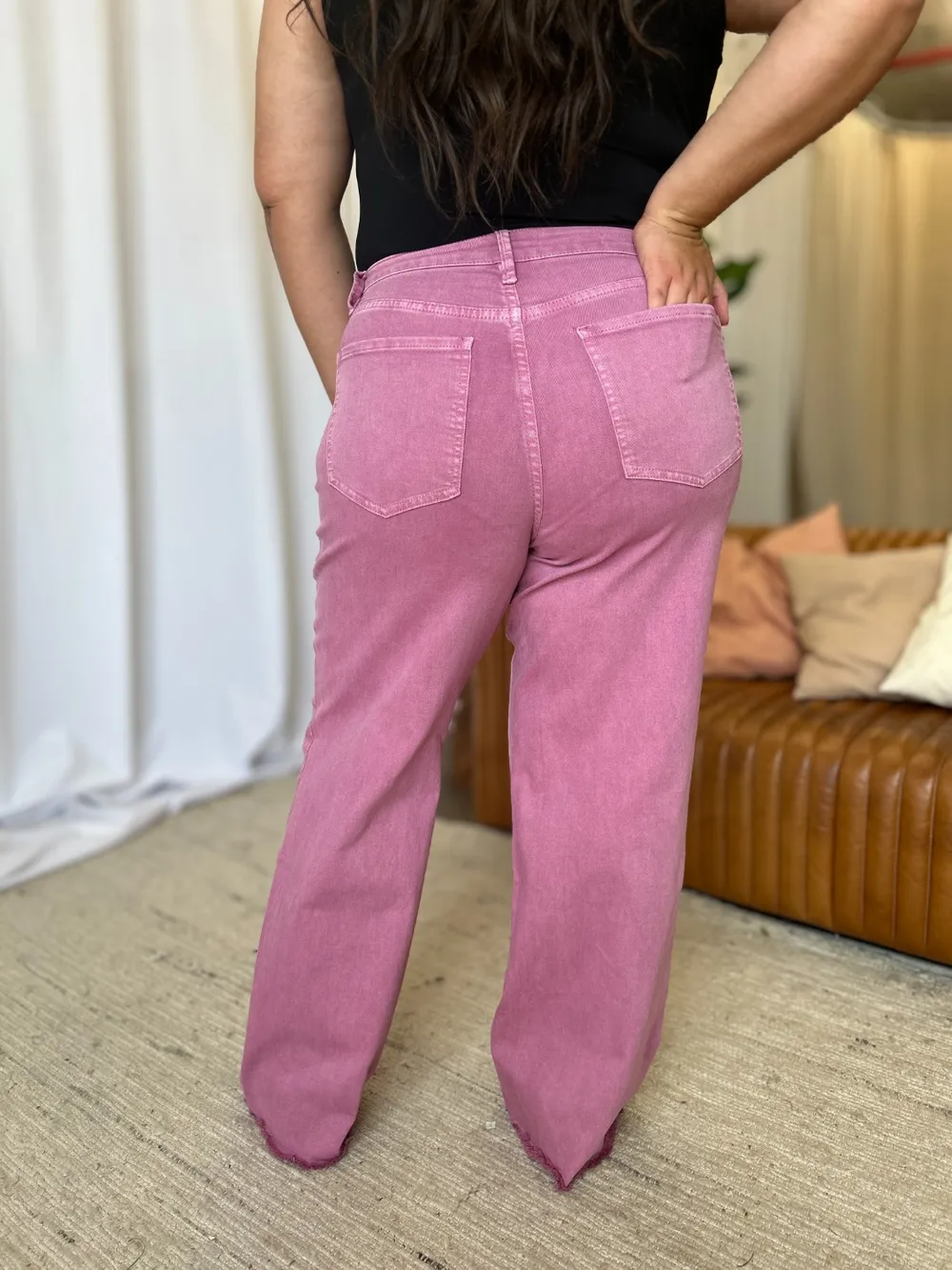 Full Size High Rise Garment Dye Wide Leg Jeans, image 16