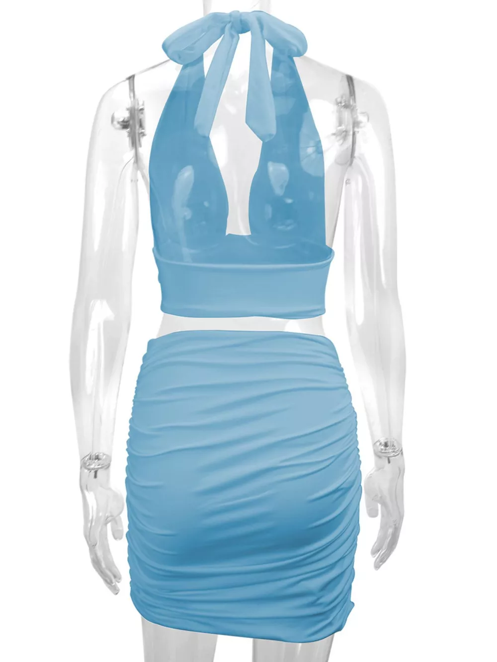 Halter Crop Top and Ruched Bodycon Mini Skirt Set, image 21