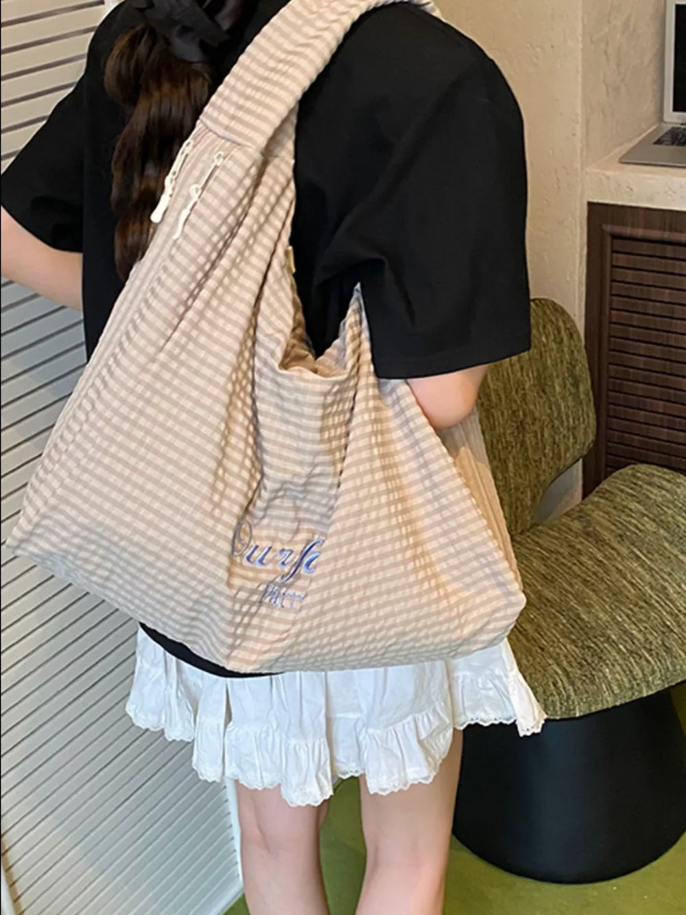 Casual Style Plaid Handbag, image 5