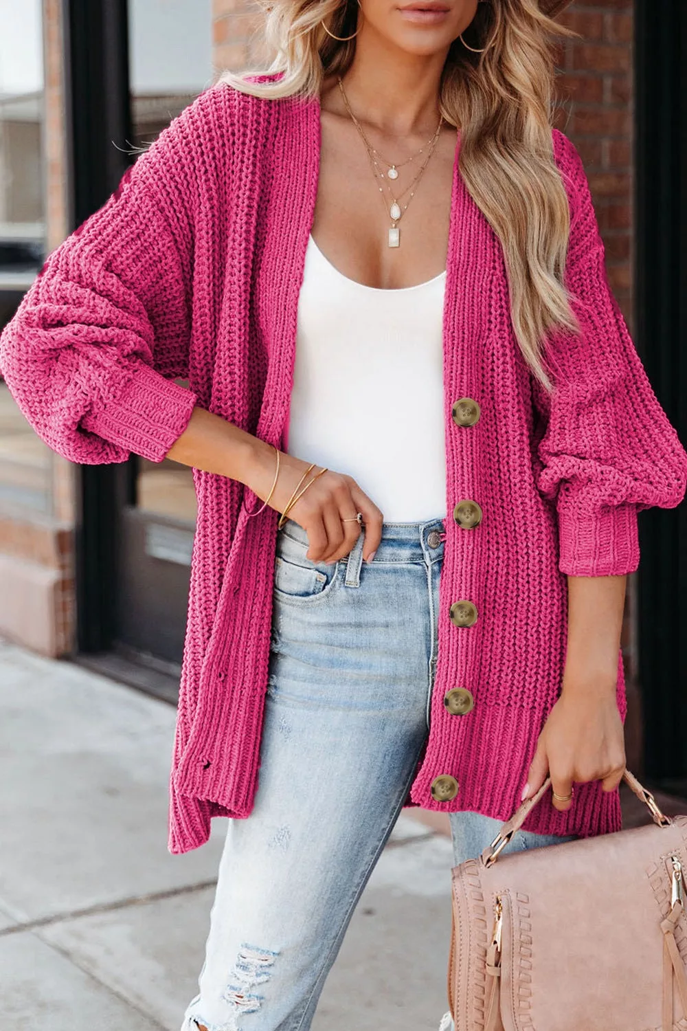Chunky Knit Button-Down Cardigan, image 21