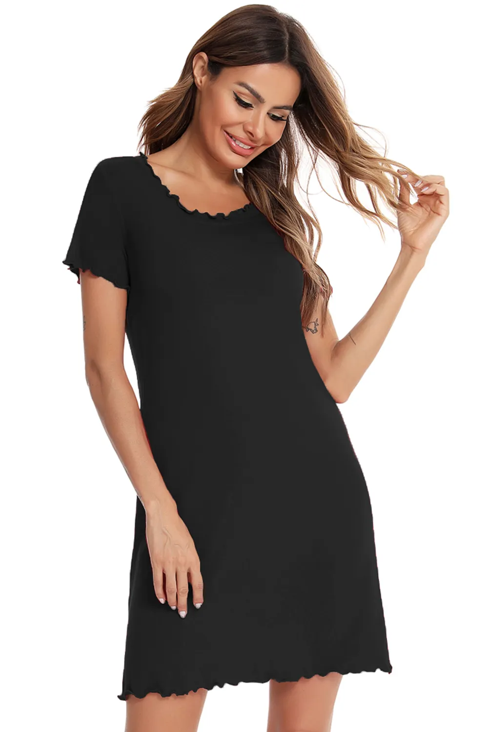 Round Neck Short Sleeve Lounge Dress, image 13