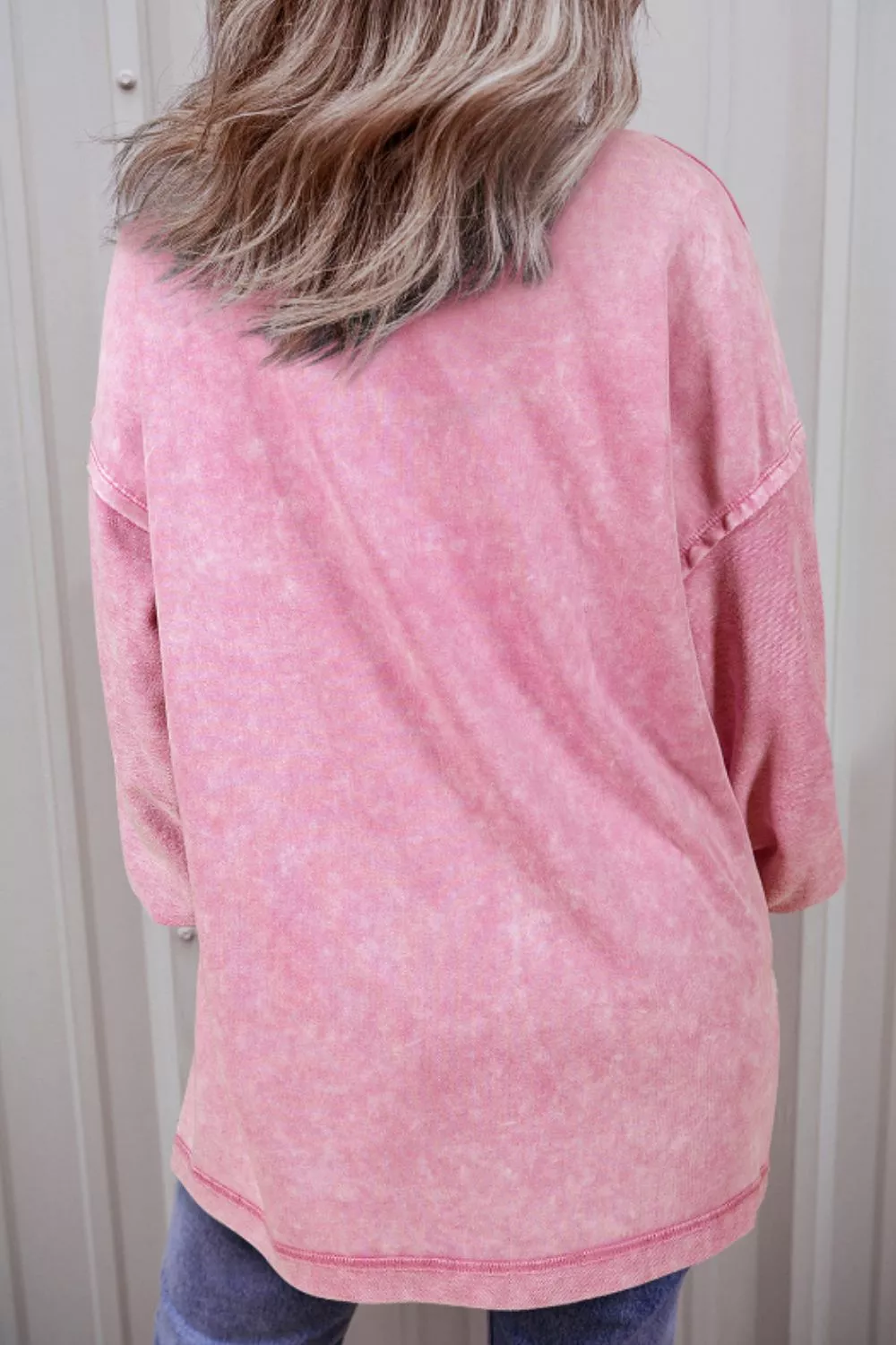 Exposed Seam Round Neck Long Sleeve Sweatshirt, image 10