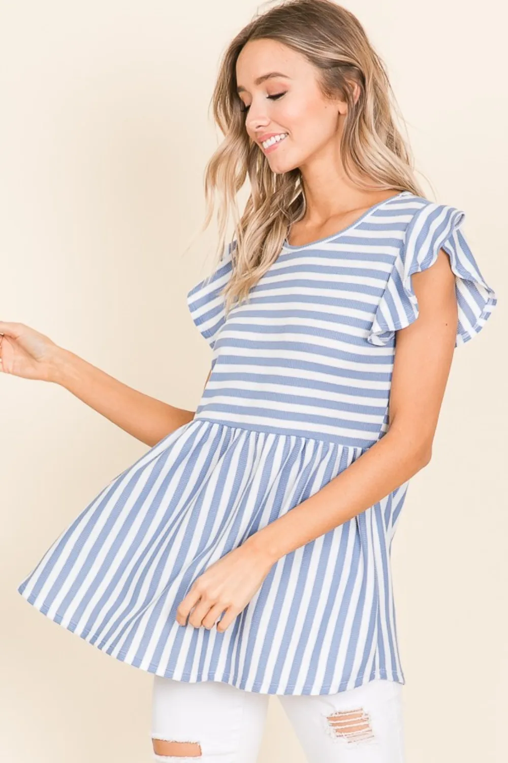 Striped Round Neck Blouse, image 3