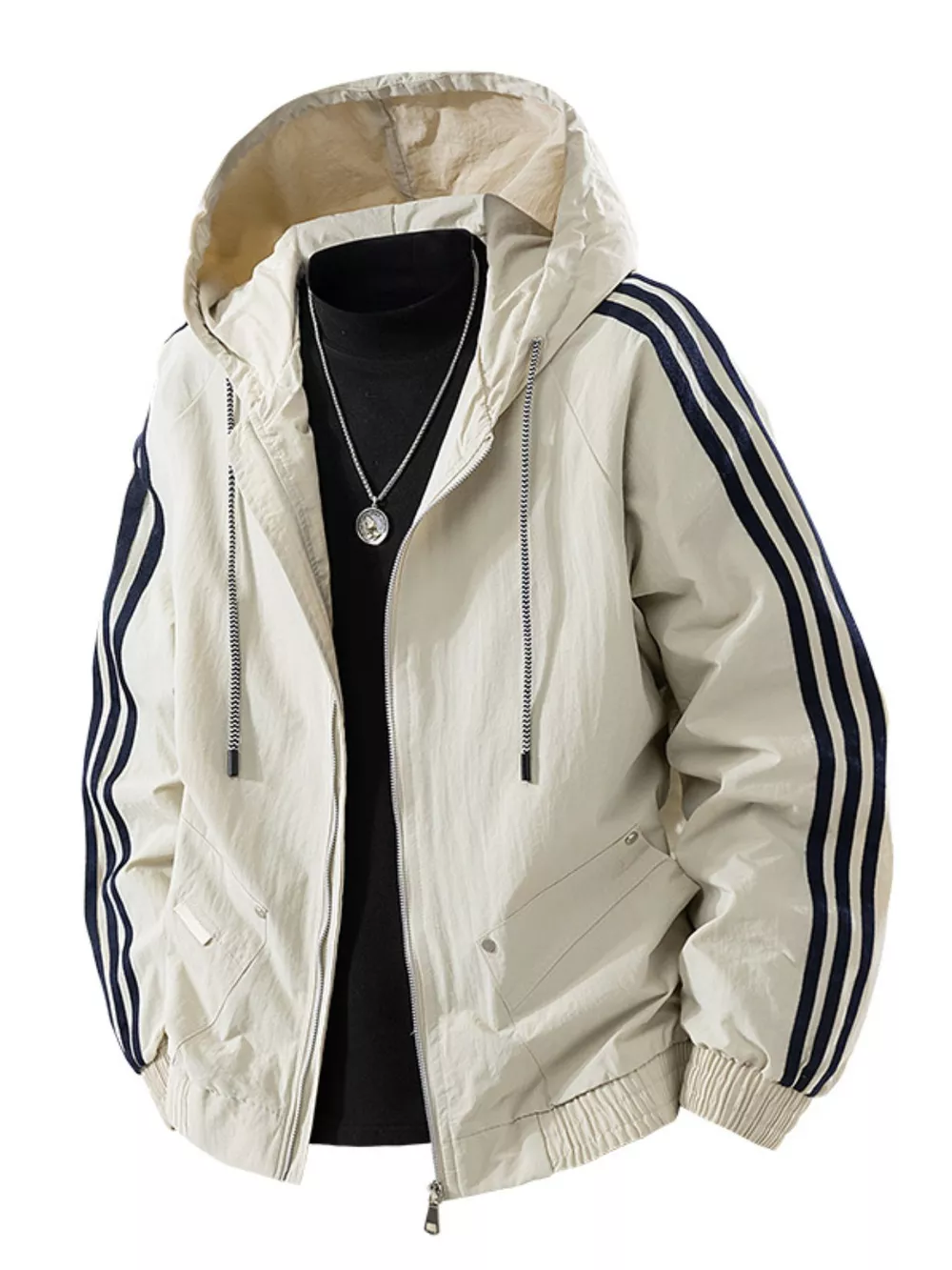 Men's Plus Size Casual Hooded Windbreaker Jacket