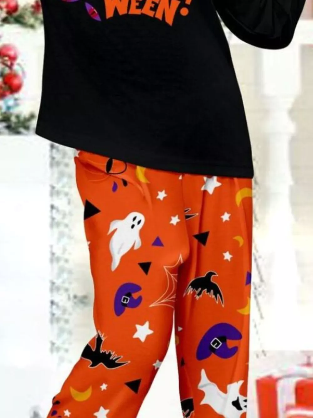 Full Size Halloween Family Matching Pajama Set with Ghost and Pumpkin Print Plus Size, image 9