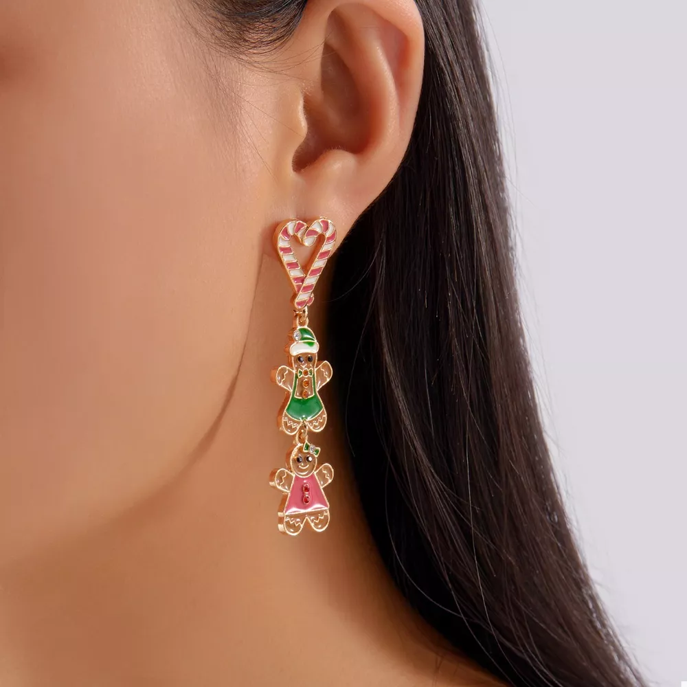 Christmas Gingerbread Drop Earrings, image 2