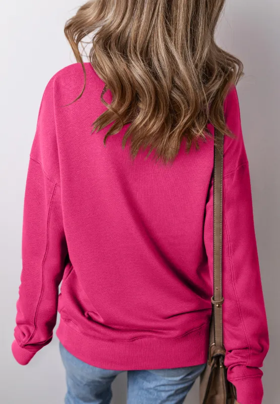 Solid Color Round Neck Long Sleeve Sweatshirt, image 13