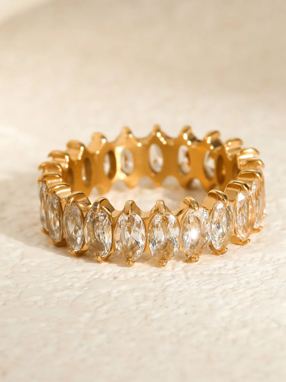 18K Gold-Plated Stainless Steel Zircon Ring, image 4