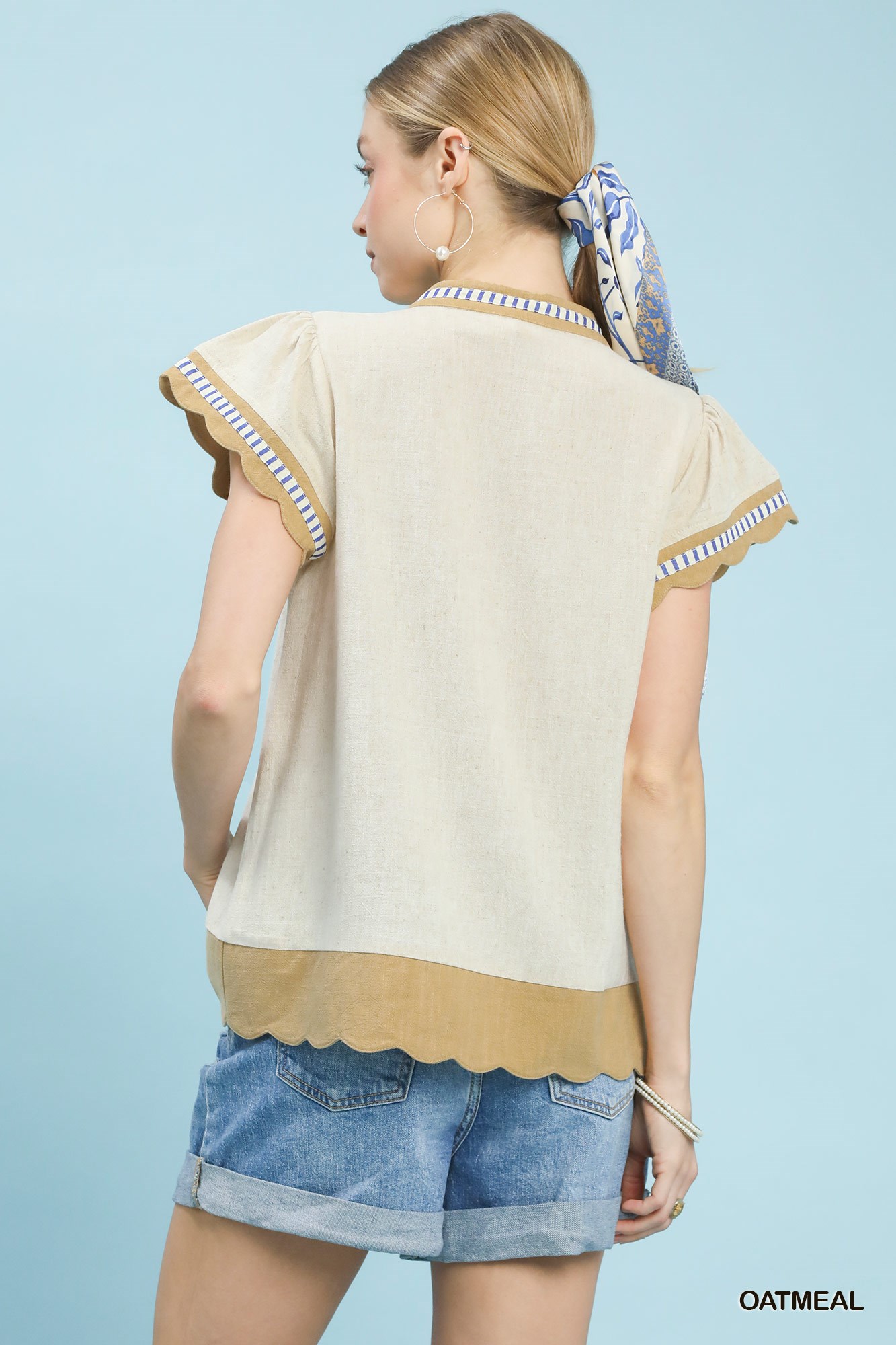 Contrast Scallop Trim Top, image 4