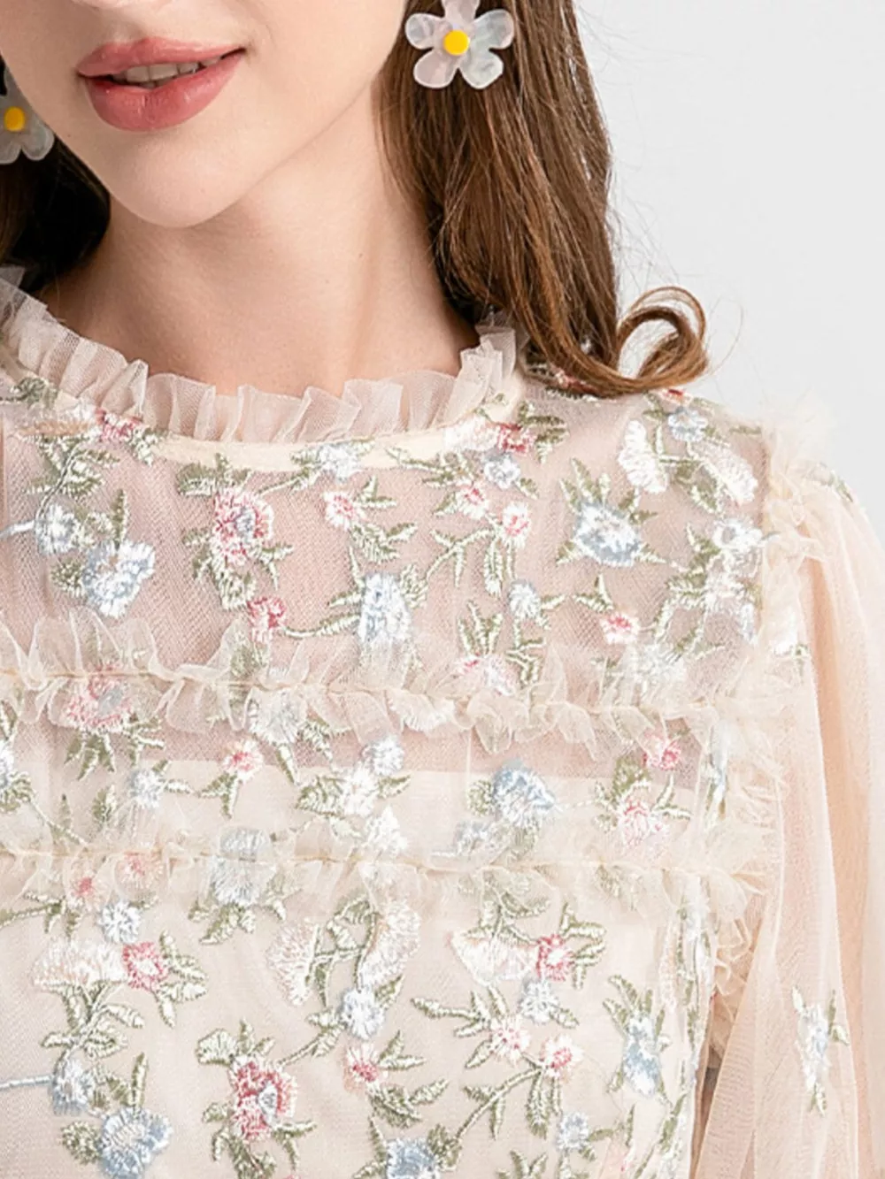 Floral Tulle Layered Maxi Dress, image 8