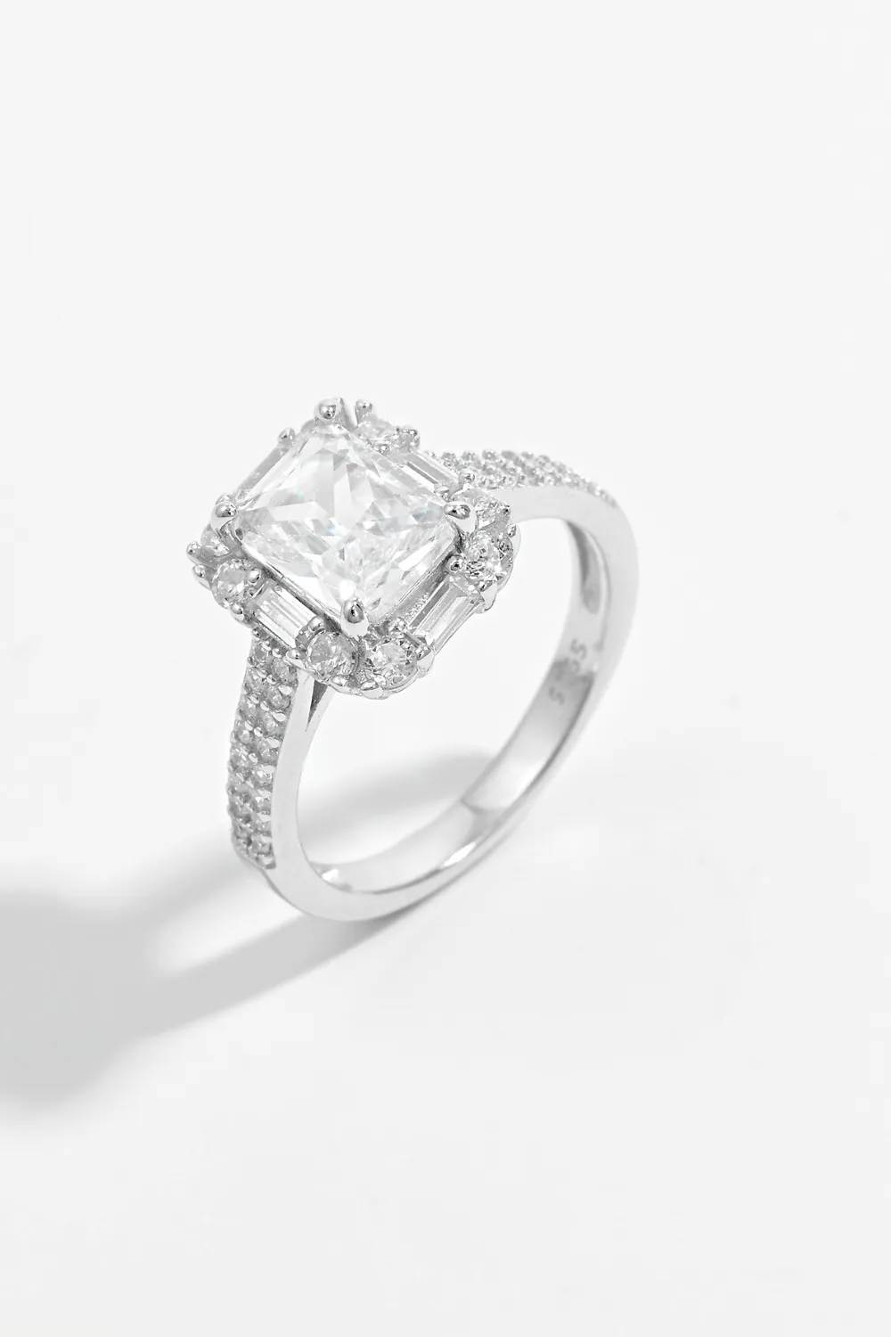 925 Sterling Silver Inlaid Zircon Square Ring, image 3
