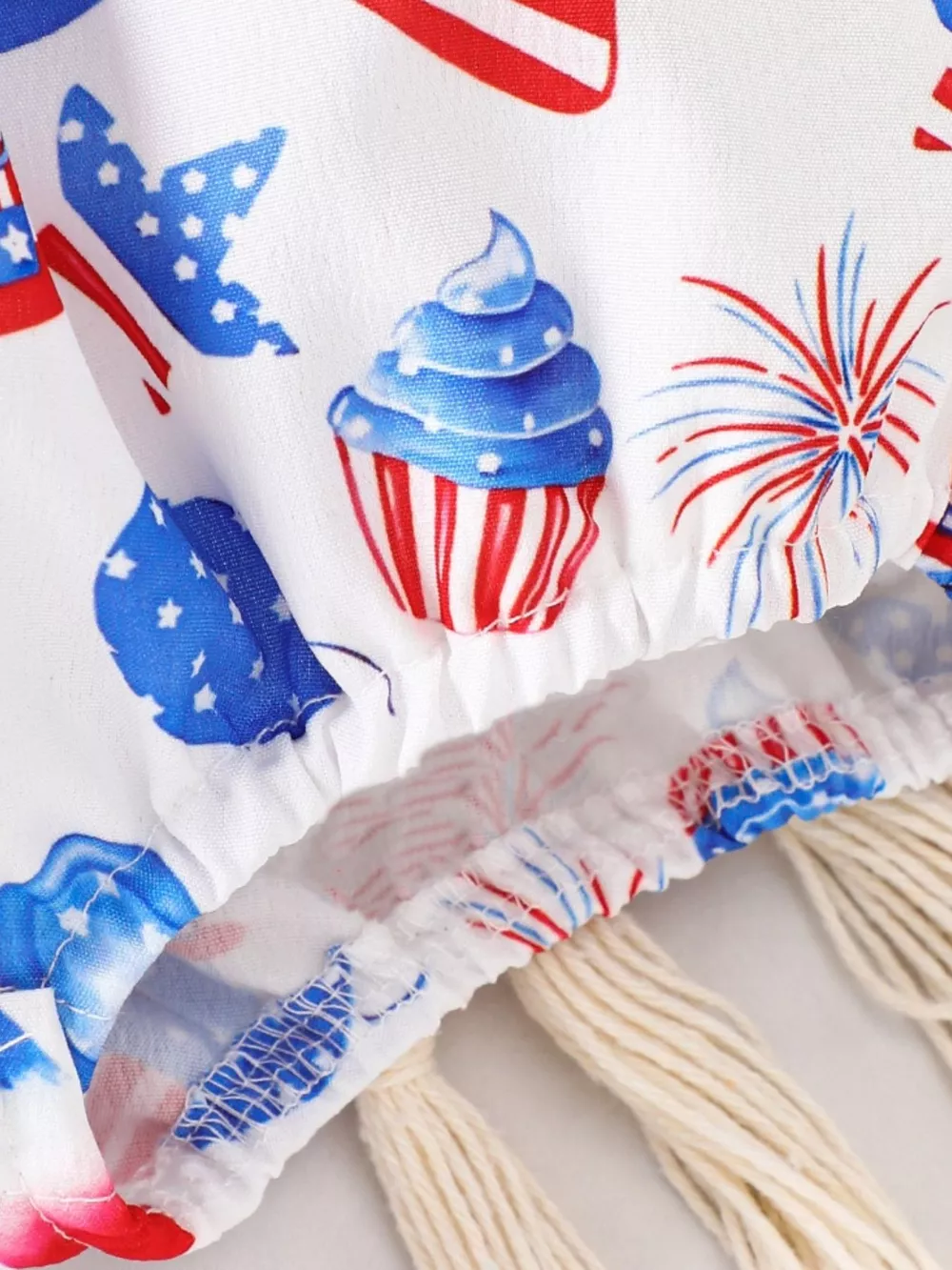 Children's Patriotic Print Ruffle Sleeve One-Piece, image 7