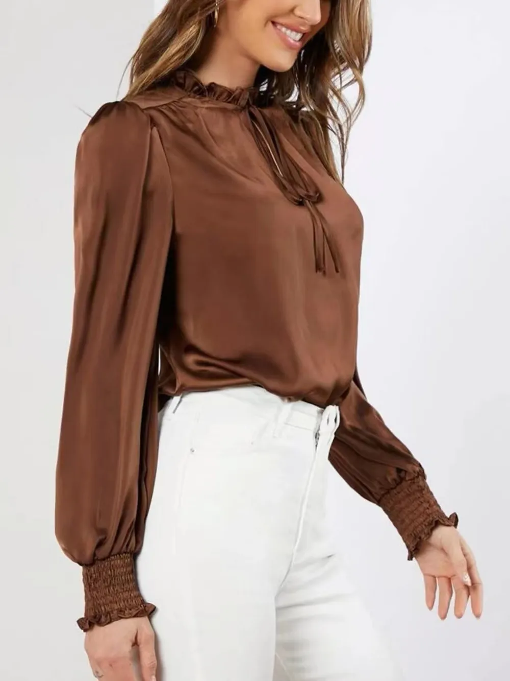 Frill Tied Lantern Sleeve Blouse, image 7
