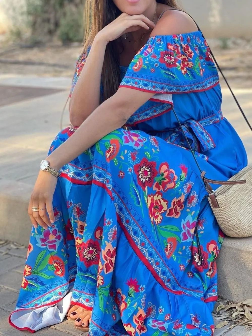 Floral Off Shoulder Ruffle Maxi Dress, image 14
