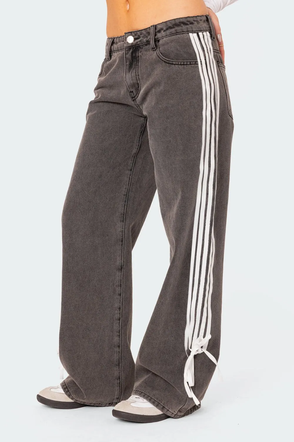 Side Striped Loose Fit Jeans, image 8