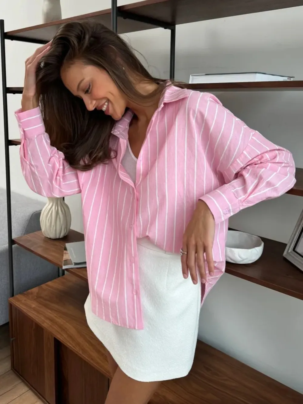 Striped Collared Neck Long Sleeve Shirt, image 12