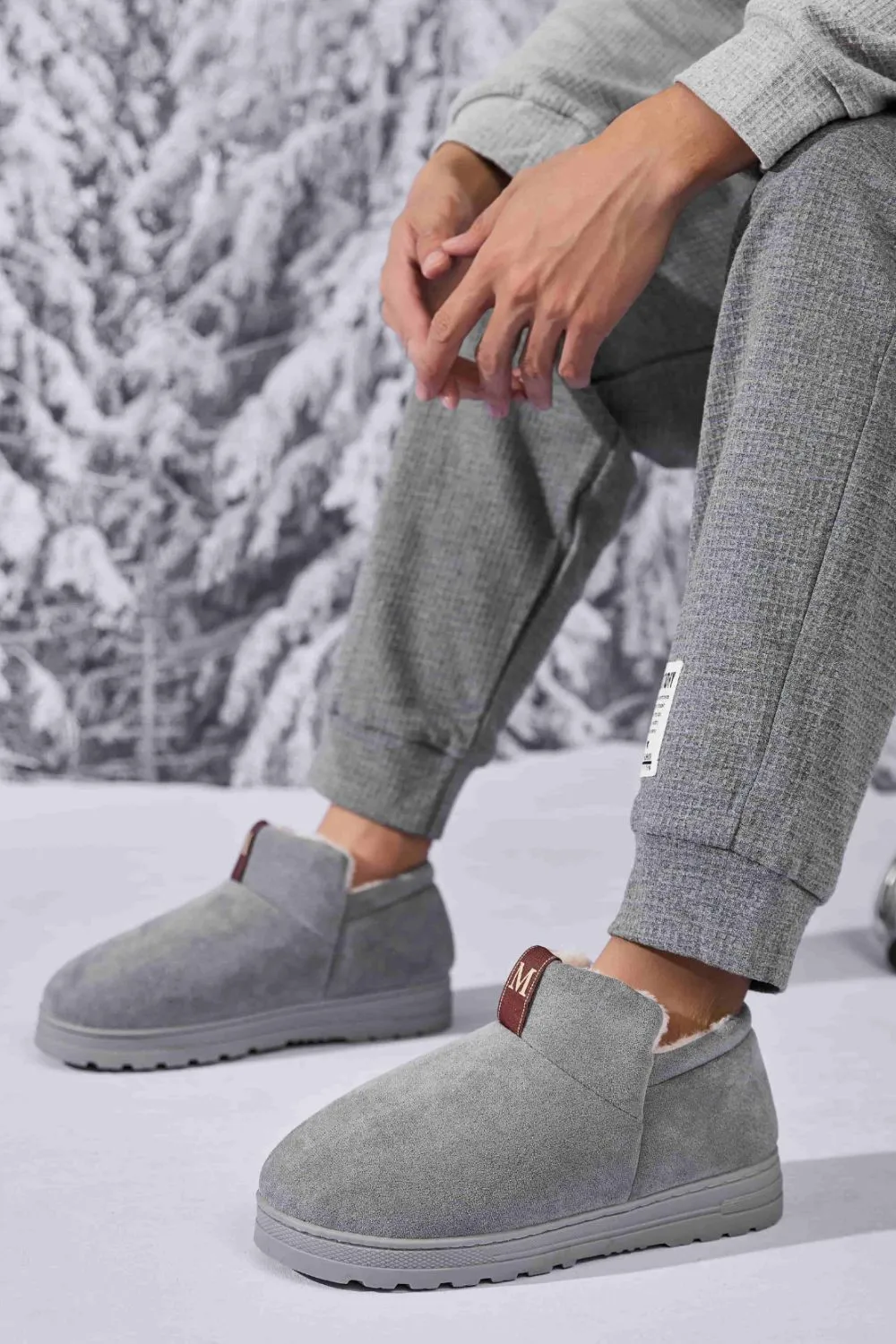 Letter M Suede Round Toe Slippers, image 14