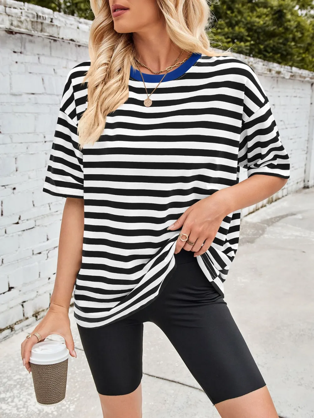 Striped Round Neck Half Sleeve T-Shirt