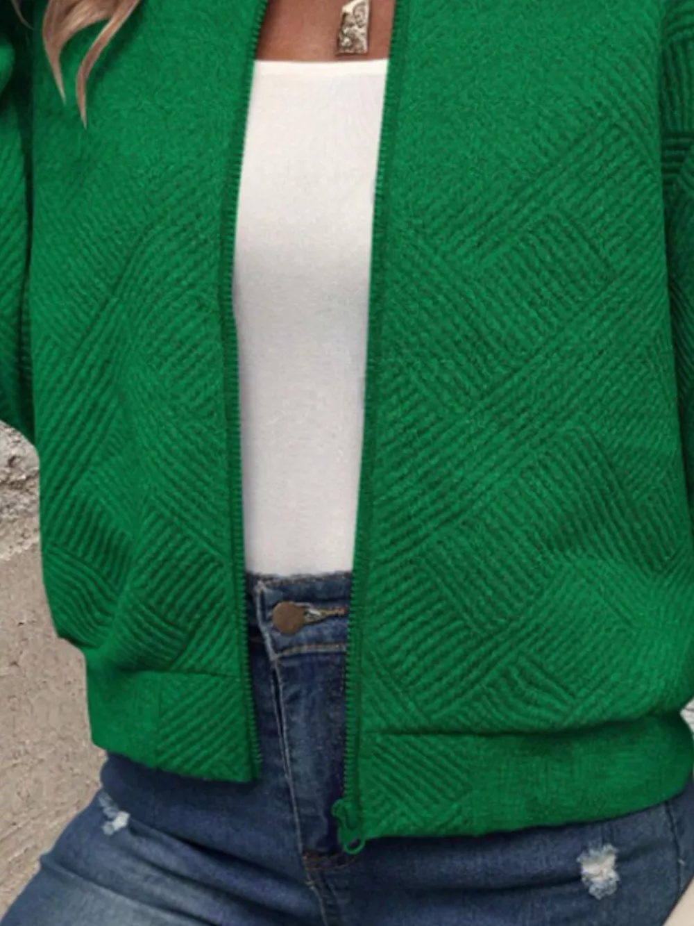 Texture Zip-Up Bomber Jacket, image 6