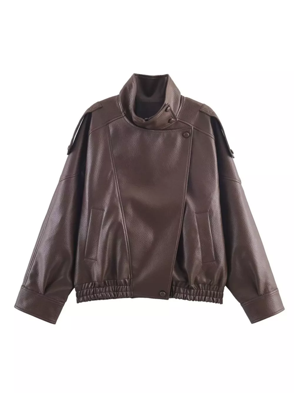 Asymmetrical Faux Leather Moto Jacket, image 10