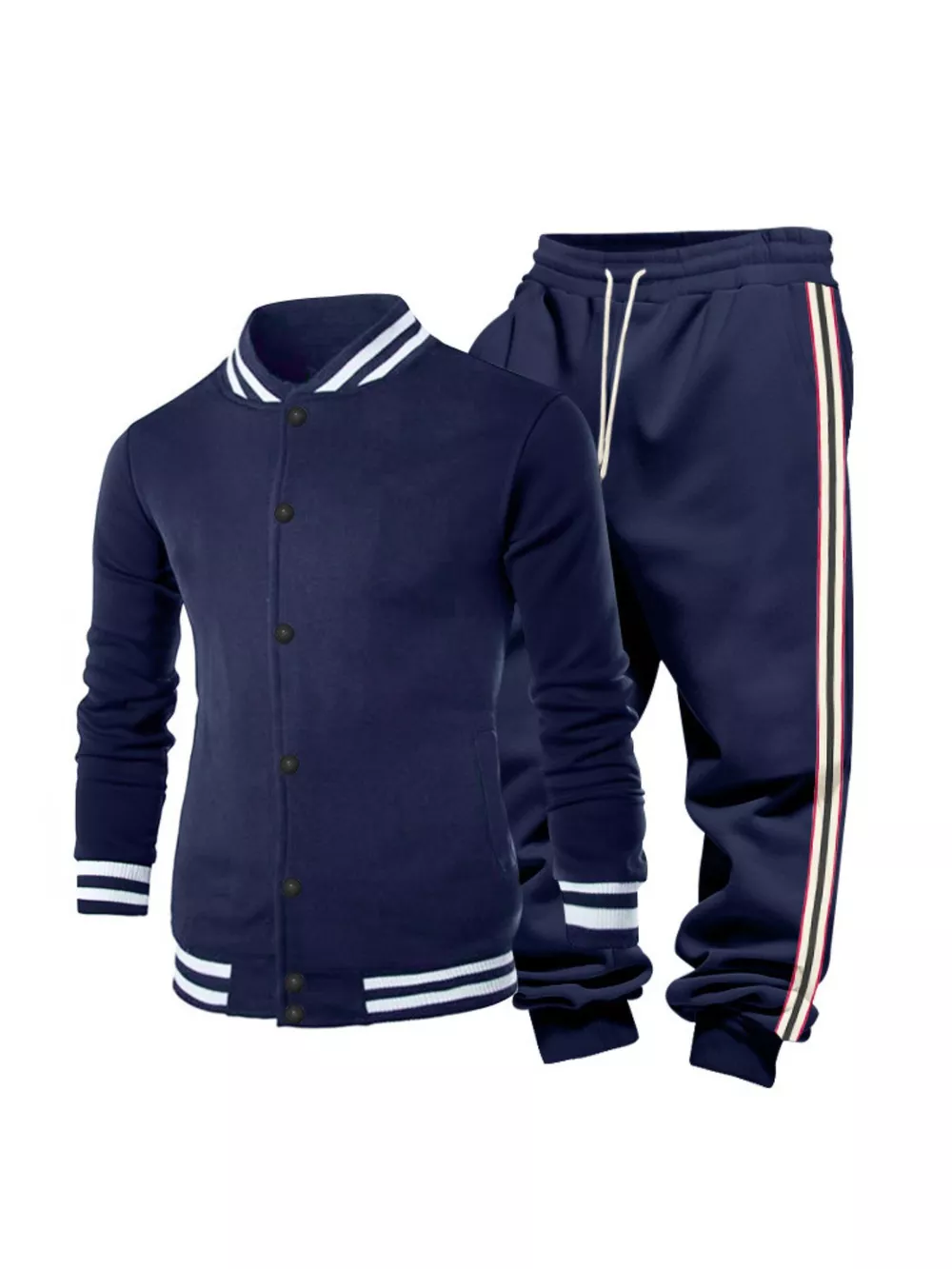 Men's Full Size Striped Snap Down Top and Pants Set Plus Size, image 8