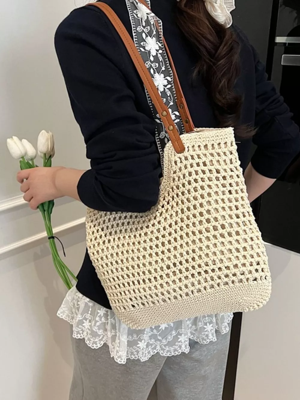 Woven Straw Shoulder Bag, image 7