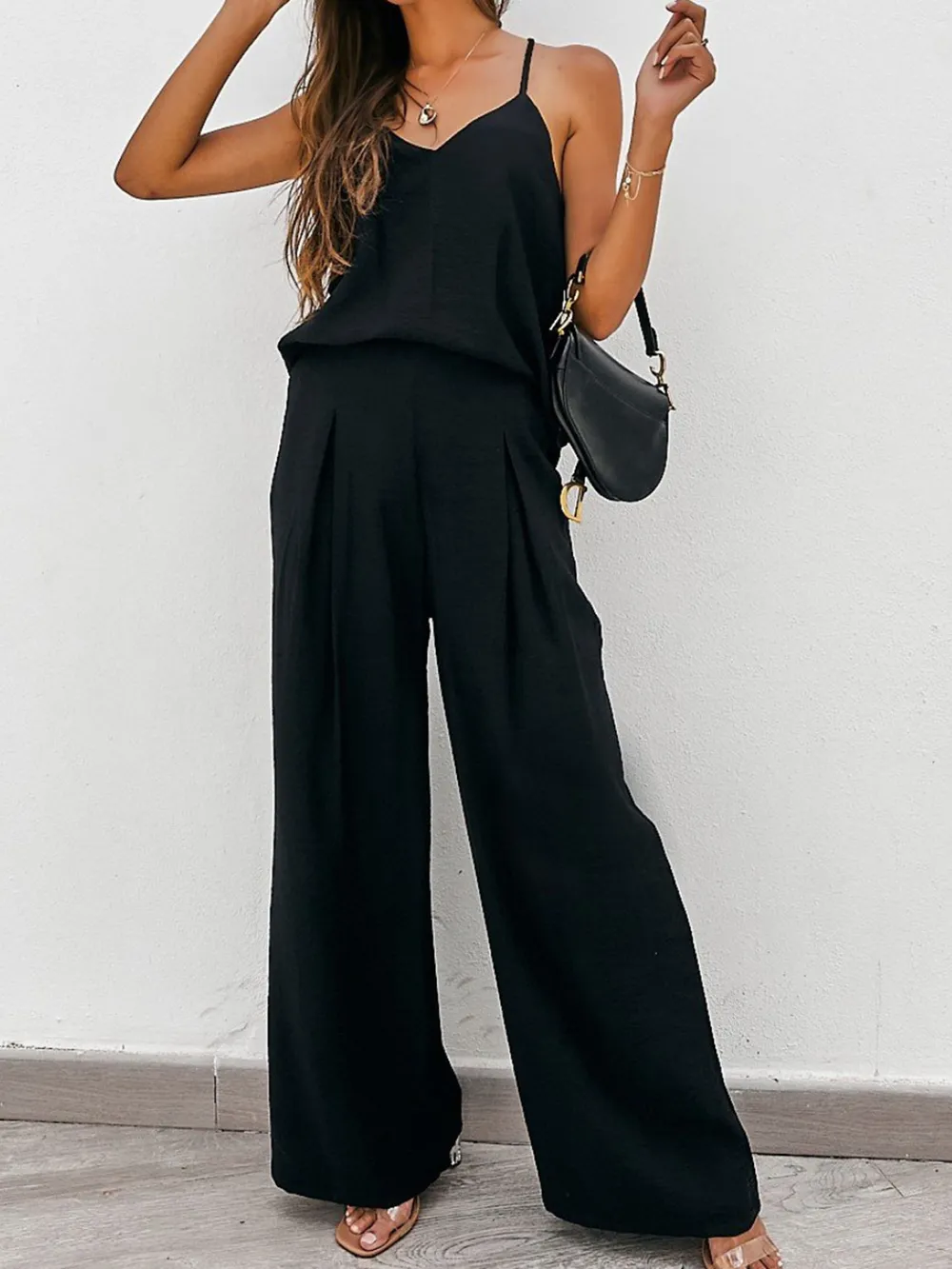 Spaghetti Strap Cami and Wide Leg Pants Set, image 4