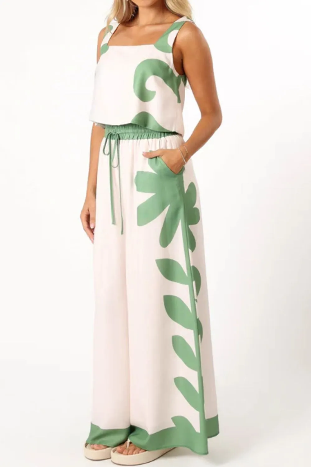 Leaf Print Tank Top and Pants Set, image 8